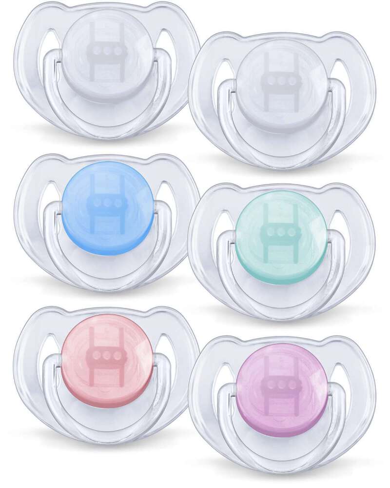 Avent - Classic Soothers 6-18 Months Translucent Dummies Pick Colour