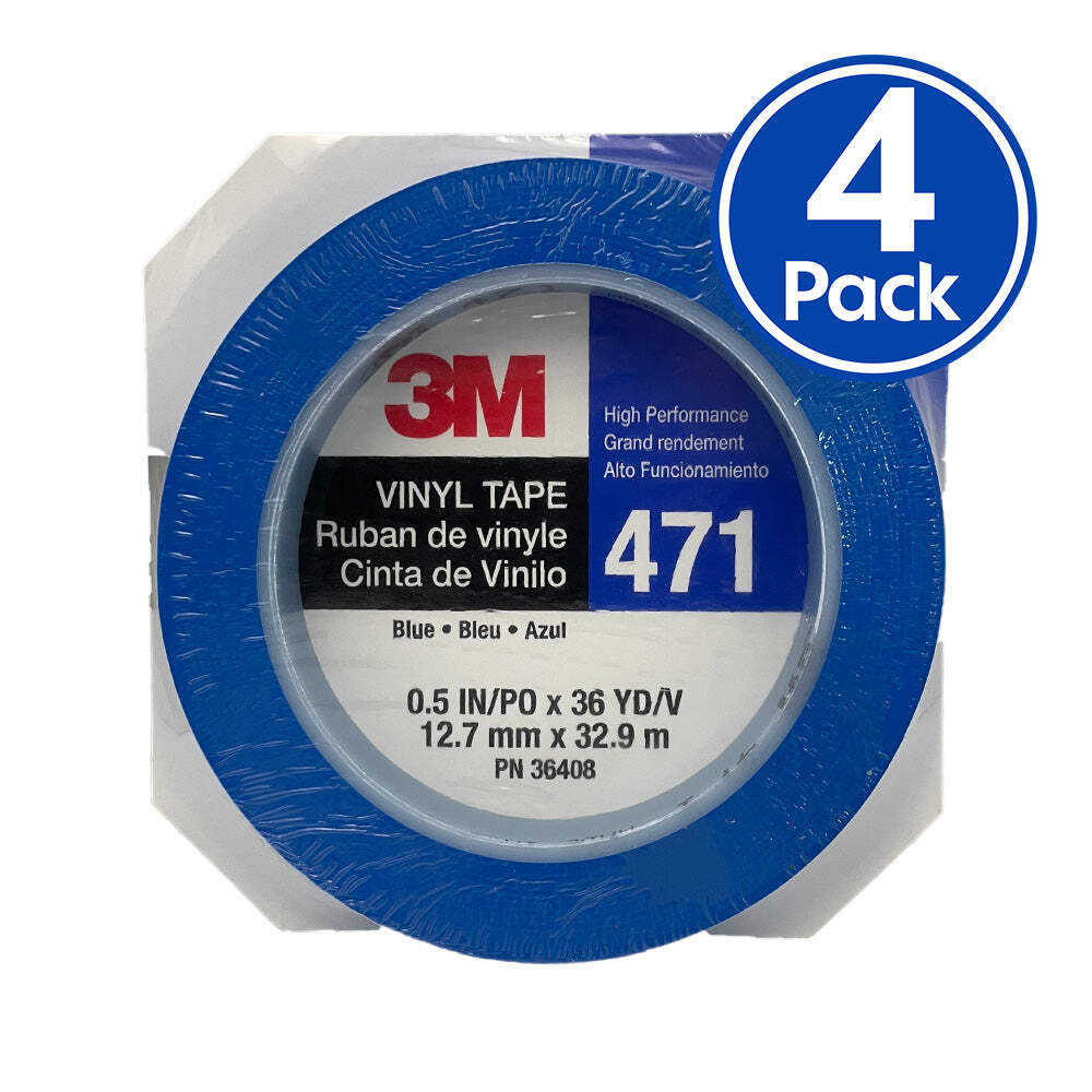 3M Fine Line Vinyl Tape 471 Blue 4 Rolls 12.7mm X 32.9m For Edge