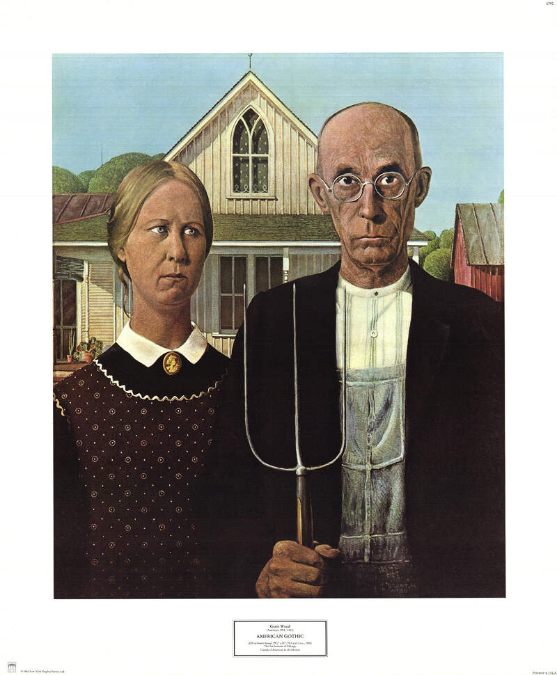 GRANT WOOD American Gothic 25.5
