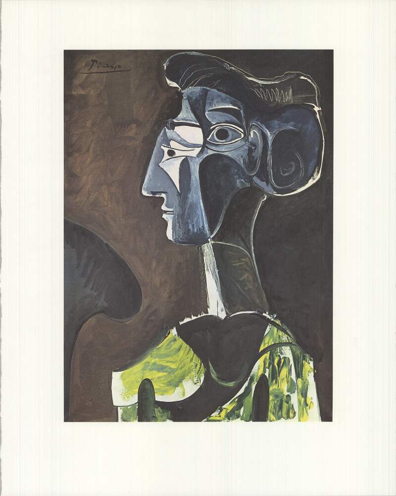 Pablo　Picasso、ワイングラス、希少な額装用画集より、新品高級額装付 PABLO PICASSO Grand Profil 19.75