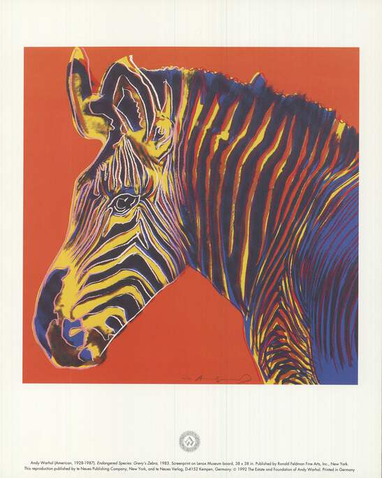 ANDY WARHOL Endangered Species: Grevy's Zebra 11.75