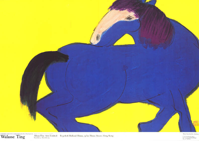◇希少 特大◇　walasse ting blue horse WALASSE TING Blue Horse 45.75