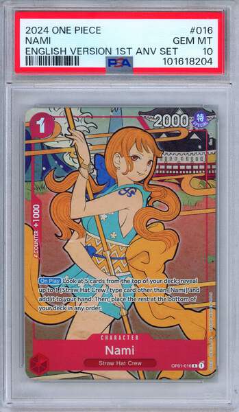 nami PSA 10 Nami OP01-016 English 1st Anniversary Collection Set One