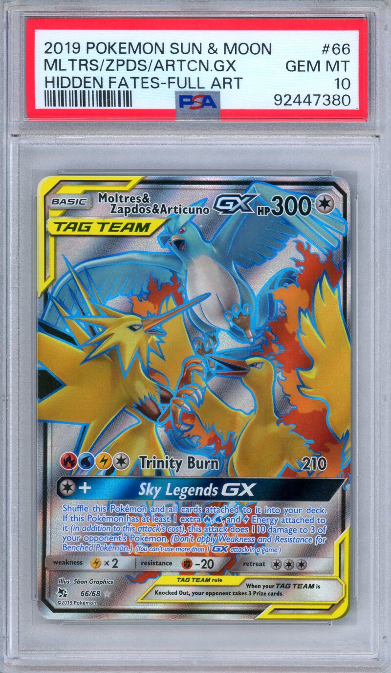 PSA 10 Moltres Zapdos Articuno GX 66/68 Hidden Fates Full