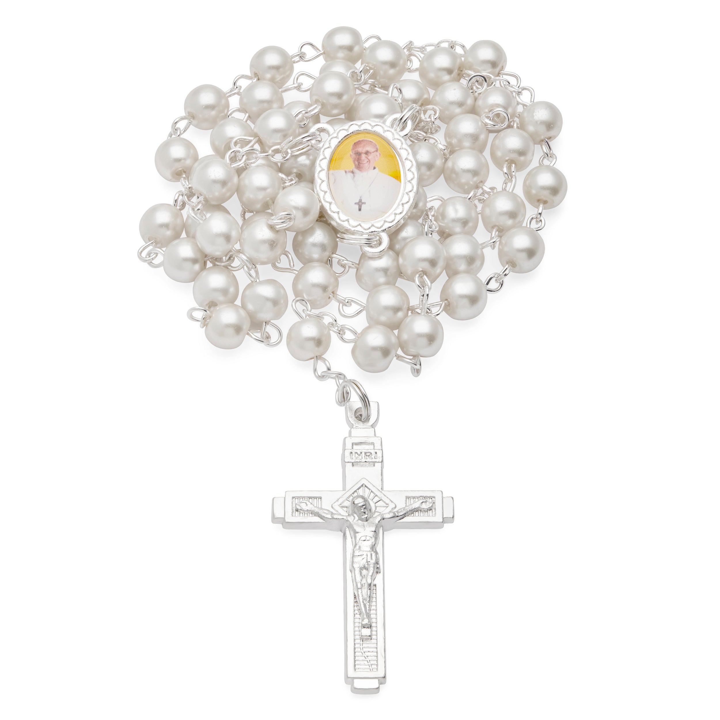 Rosario Papa Francesco Con Medaglia E Crocifisso - Perline In Cristallo Sfaccettato, Confezione Regalo