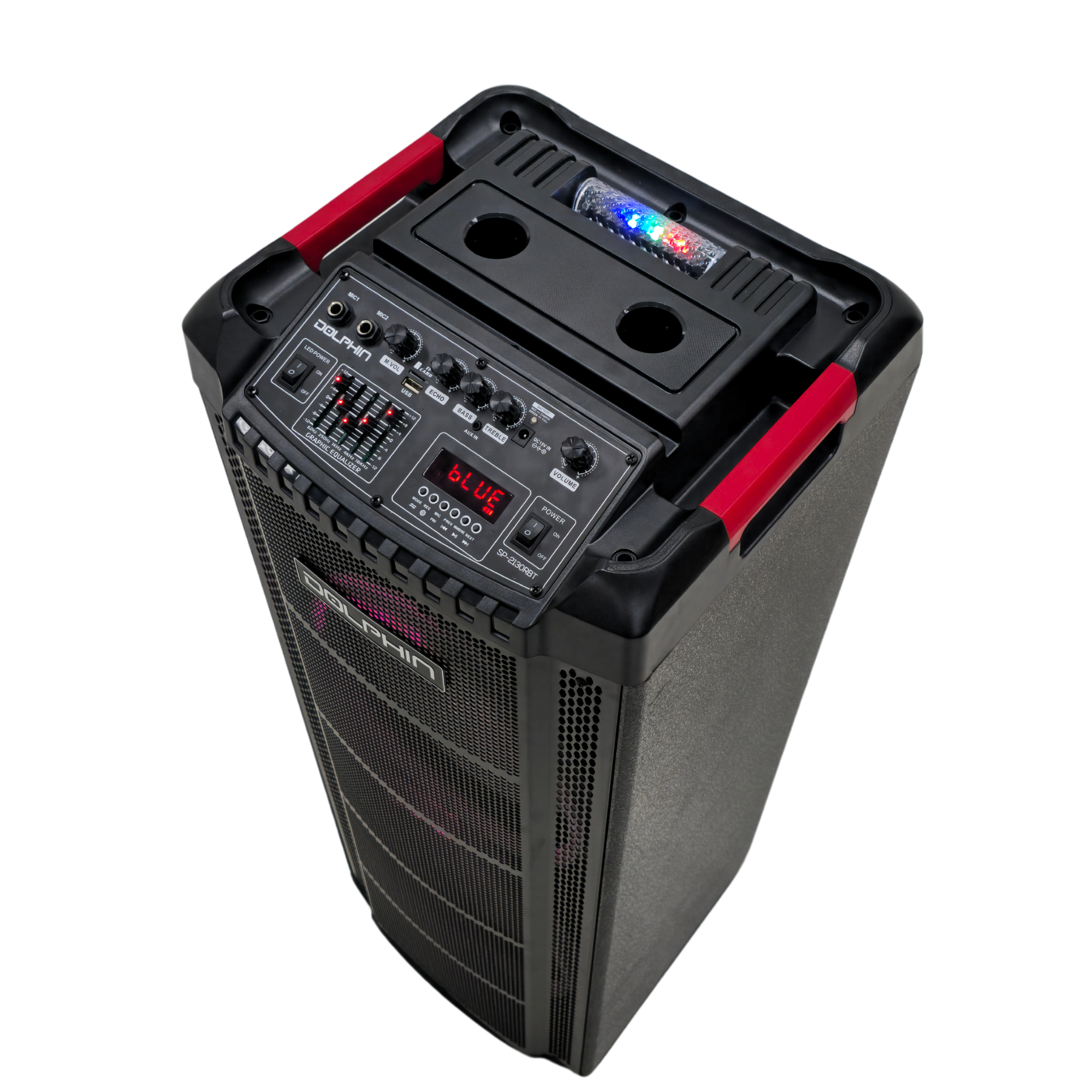 Dolphin SP-2130RBT Dual 12” Karaoke Machine with 2 Wireless