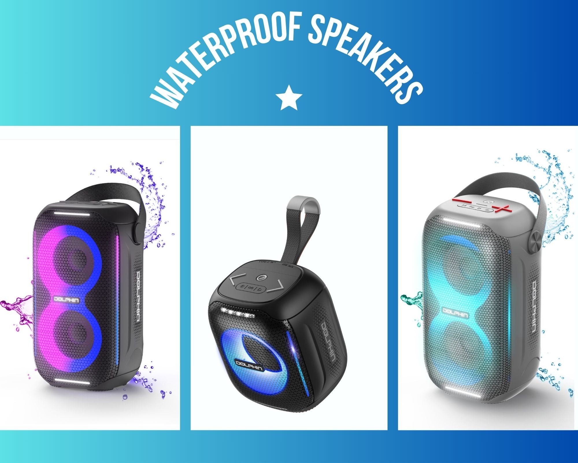 Waterproof Bluetooth Speaker Compact, Beach, Pools, Showers