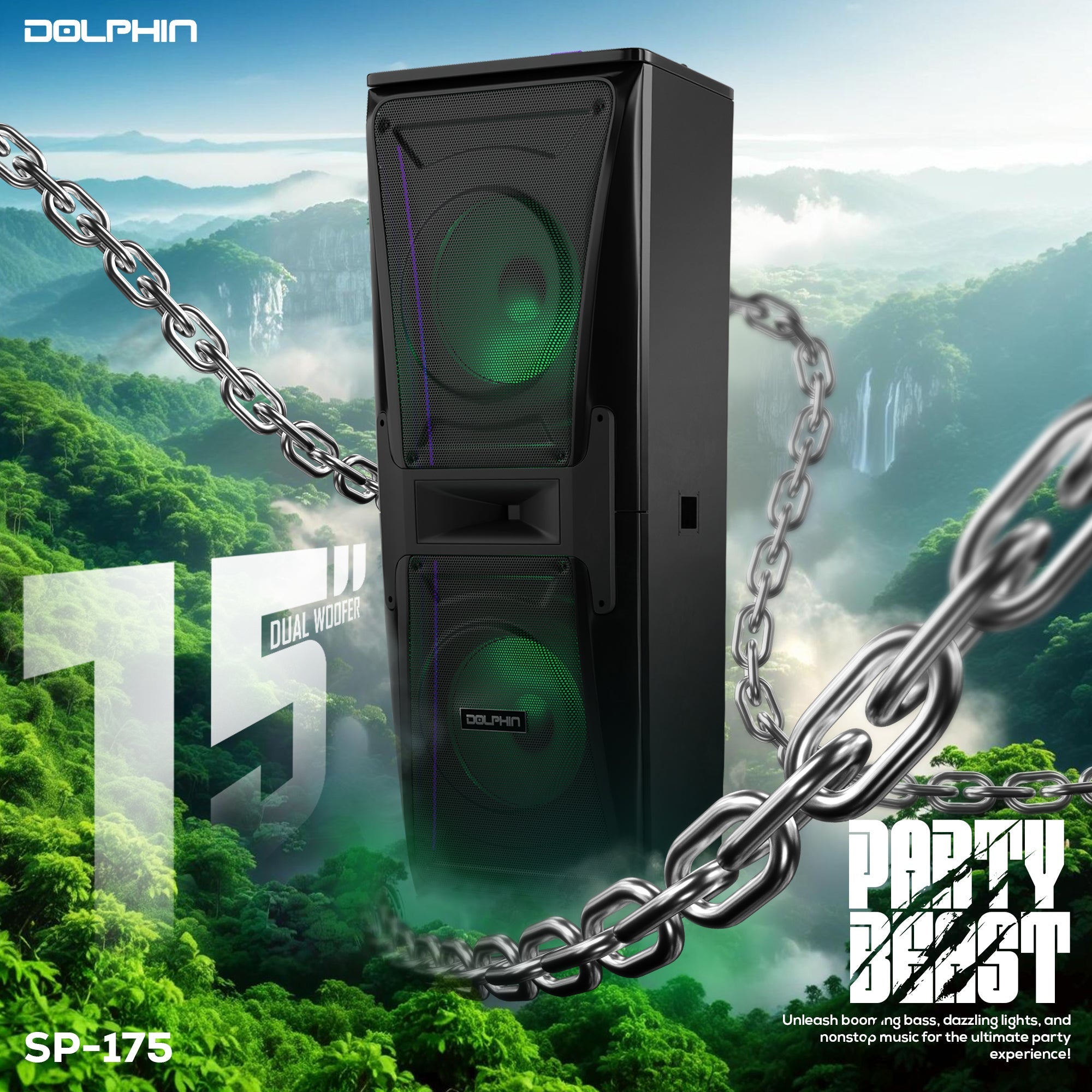 Dolphin SP-175 Dual 15” 7000W Professional Bluetooth Ground Shaker