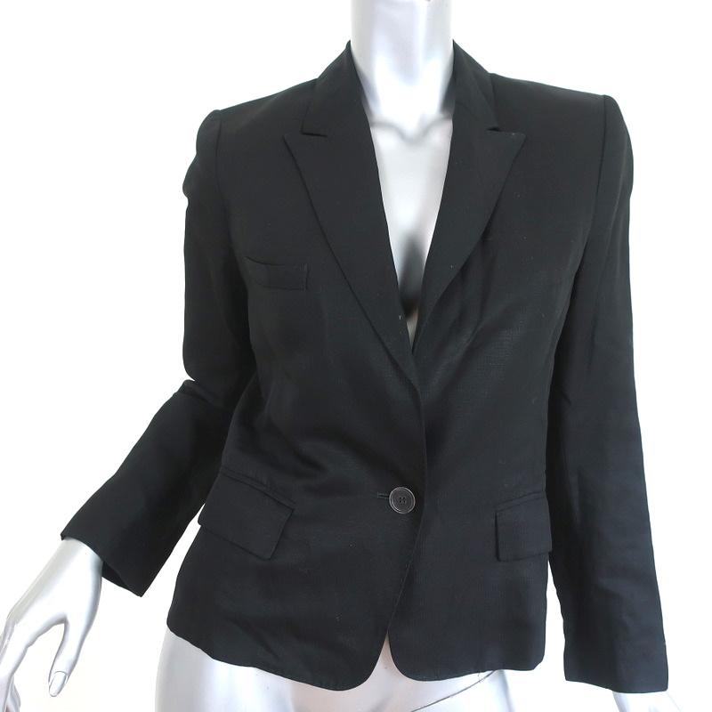 ジャケット ISABEL MARANT Black Twill Manelle Blazer ISABEL MARANT Black Leather Trimmed Cotton Blazer Jacket Sz
