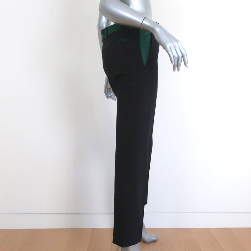 Celine Tuxedo Pants Green Satin-Trim Black Wool Size 36 | eBay
