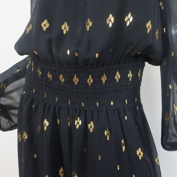 A.L.C. Dress Sidney Black/Gold Metallic Flocked Chiffon Size 10 Long Sleeve | eBay A.L.C. Dress Sidney Black/Gold Metallic Flocked Chiffon Size 10 Long Sleeve | eBay