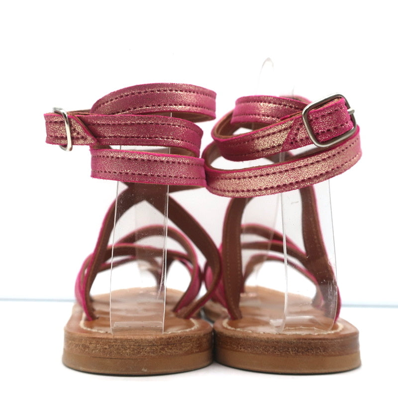 K.Jacques Zenobie Ankle Wrap Thong Sandals Pink Metallic