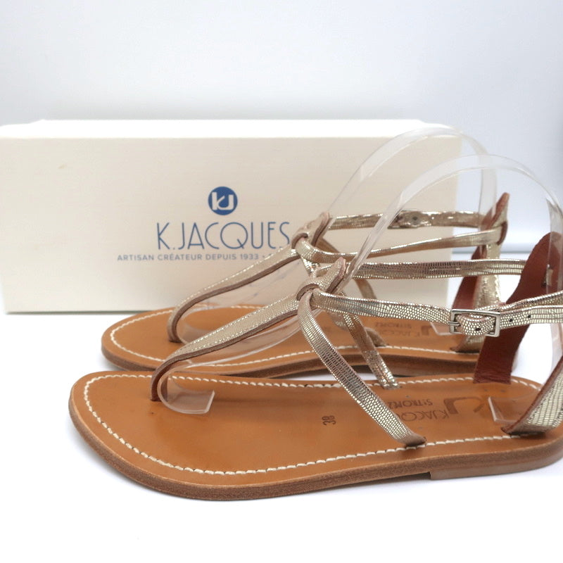 サンダル・ミュール K Jacques SS22 Pink Leather Sandals (BUFFON NBKROUGE) Kjacques K Jacques St Tropez Buffon F Leather Sandal In Pink