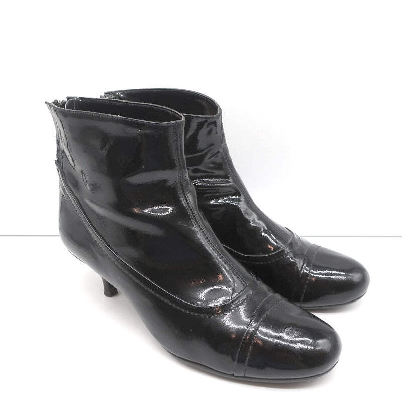 その他 louis Vuitton Lanvin Ankle Boots Black Patent Leather Size 41 Kitten Heel