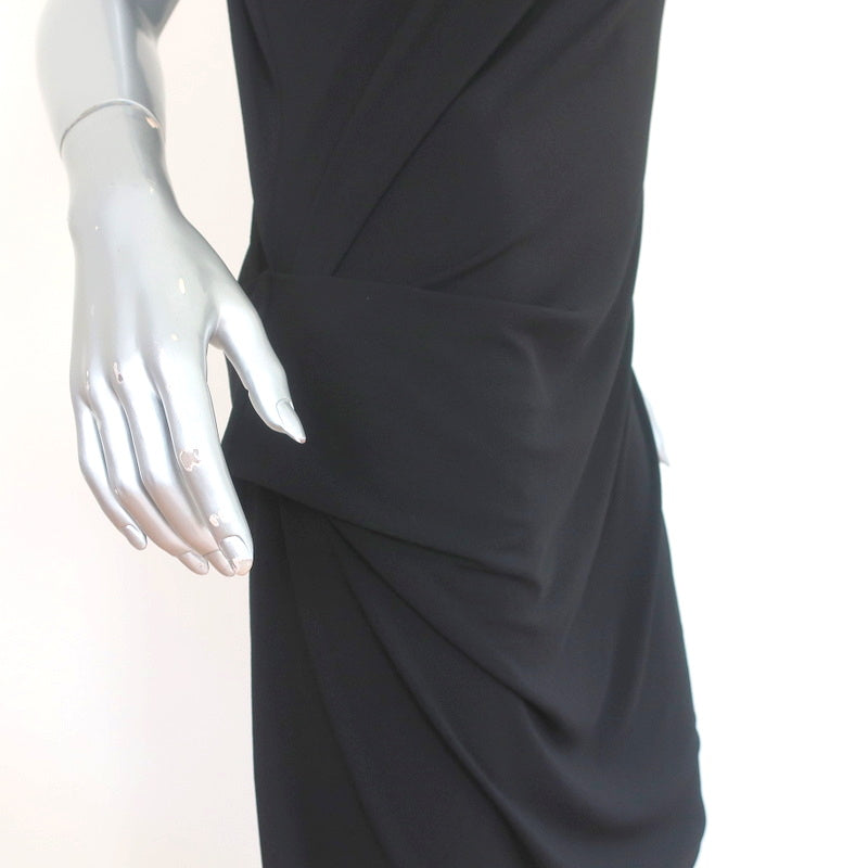 By Malene Birger Dress Natuche Black Draped Stretch Crepe Size