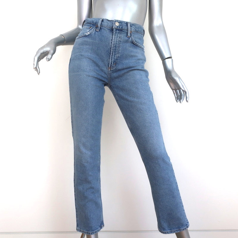 AGOLDE Wilder Straight Leg Jeans Cascadia Blue Stretch Denim