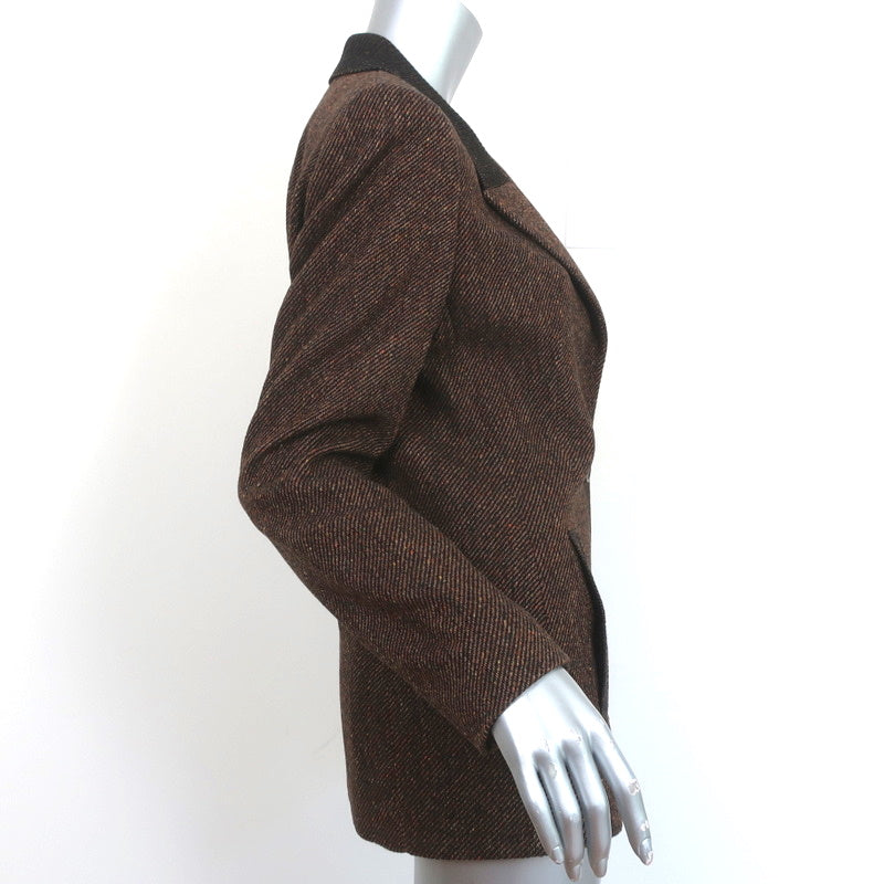 Vintage Valentino Miss V Tweed Blazer Brown Wool-Silk Size