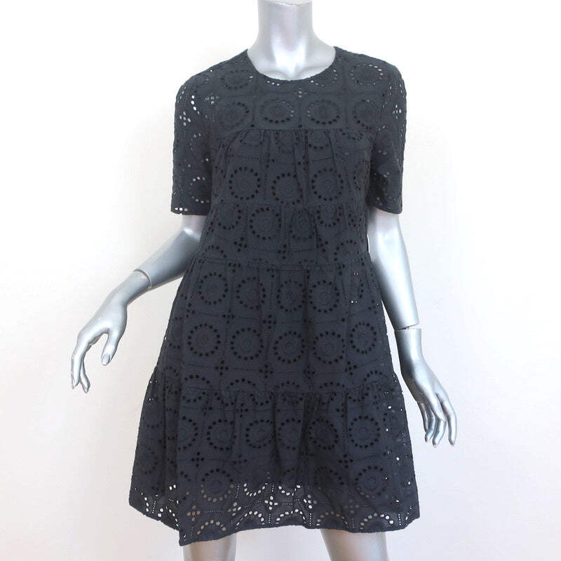 STAUD Hyacinth Mini Dress Black Embroidered Eyelet Size Small Short Sleeve  NEW | eBay