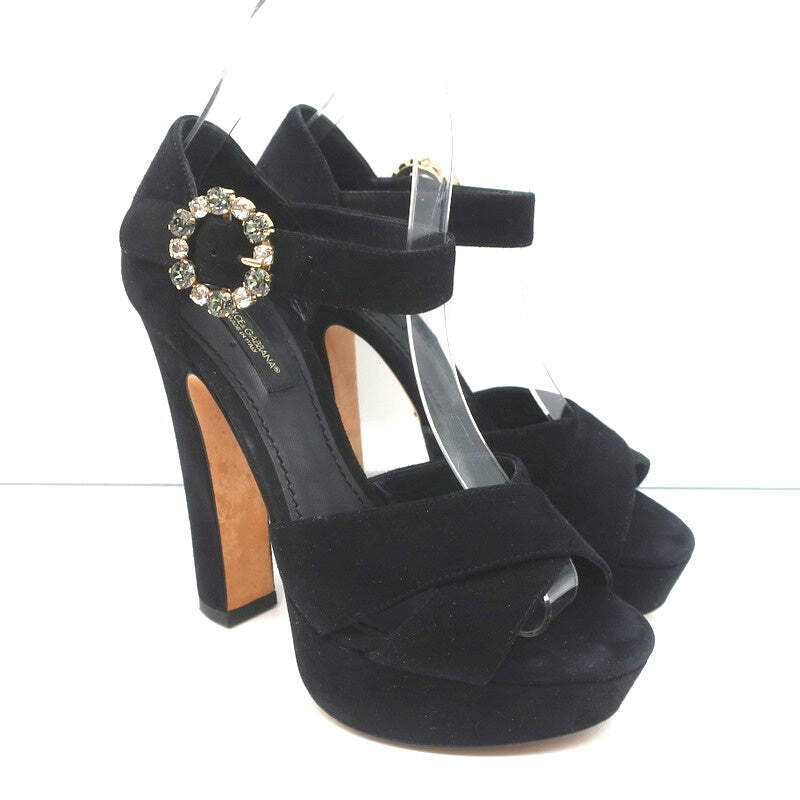 Dolce & Gabbana Crystal Buckle Platform Sandals Black  display picture 2