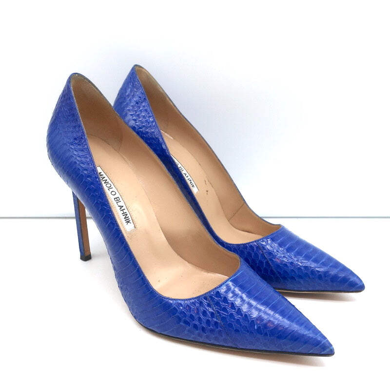 靴 MANOLO BLAHNIK 37 HANGISI | Green Satin Jewel Buckle Pumps | Manolo Blahnik