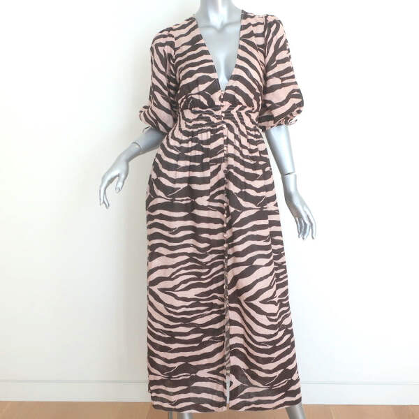 Zimmermann Puff Sleeve Midi Dress Juniper Brown Zebra Print Linen Size 0 | eBay Zimmermann Puff Sleeve Midi Dress Juniper Brown Zebra Print Linen Size 0 | eBay