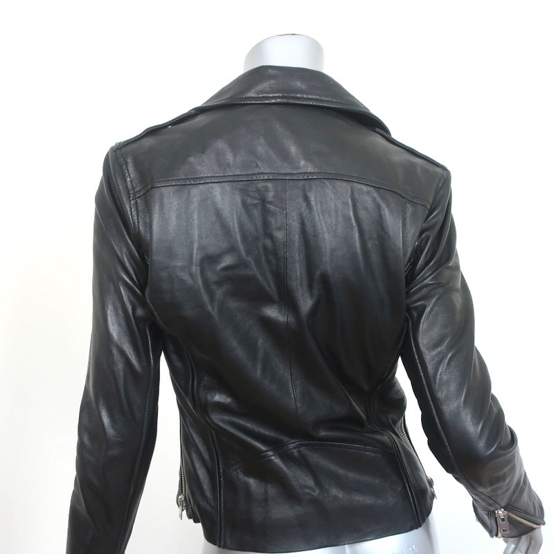 IRO Tara Leather Biker Jacket Black Size 38 Side-Zip Moto IRO Tara Leather Biker Jacket Black Size 38 Side-Zip Moto