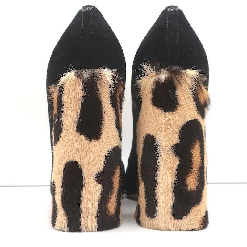 Dsquared2 Pumps Black Suede & Leopard Calf Hair Size 40