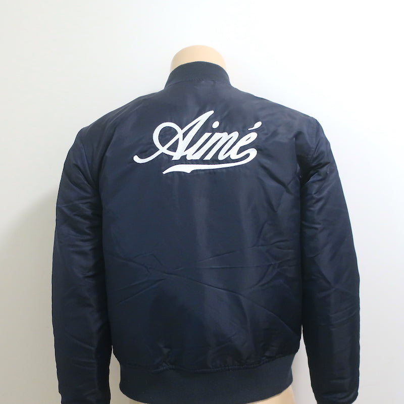 Aime Leon Dore Apple Badge Bomber Jacket Navy Satin Size Small | eBay