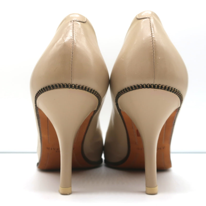 GIVENCHY｜PUMPS(HEELS) (BE3083E1T7 001) Givenchy Zipper Pumps Beige Patent Leather Size 36 Pointed