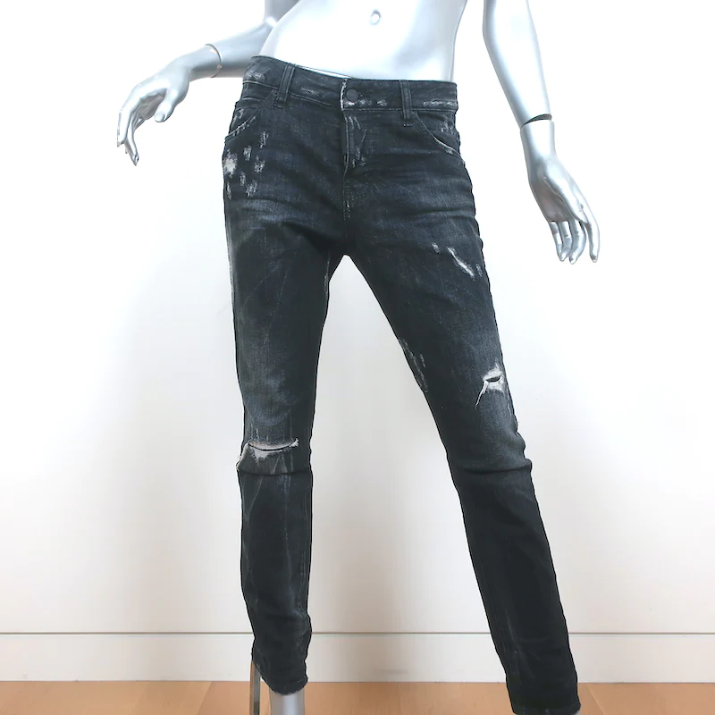Dsquared2 Distressed Jeans Black Stretch Denim Size 38 | eBay