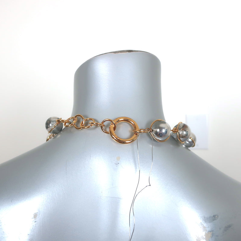 Jil Sander Sphere Chain Necklace Silver & Gold-Tone Brass