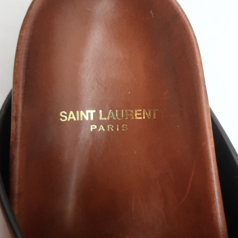 Saint Laurent Jimmy Crisscross Slides Brown Leather Size