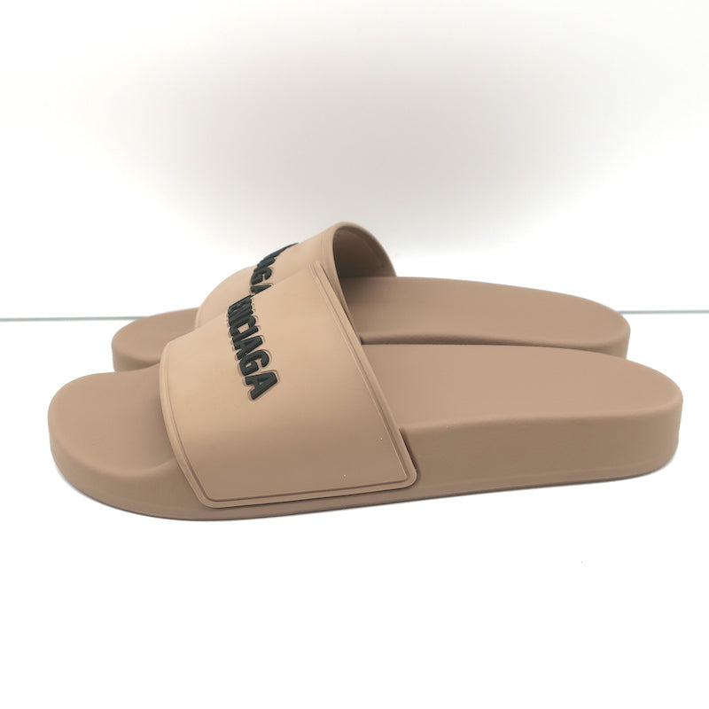 Balenciaga Logo Pool Slides Beige Size 37 Slip-On Sandals | eBay