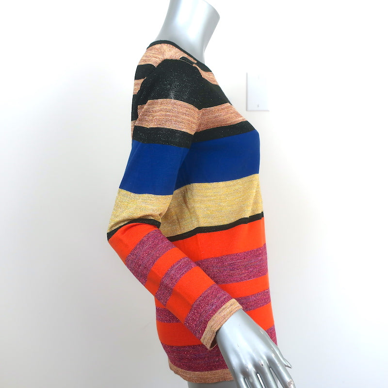 Dries Van Noten Striped Metallic Knit Top Gold/Multicolor