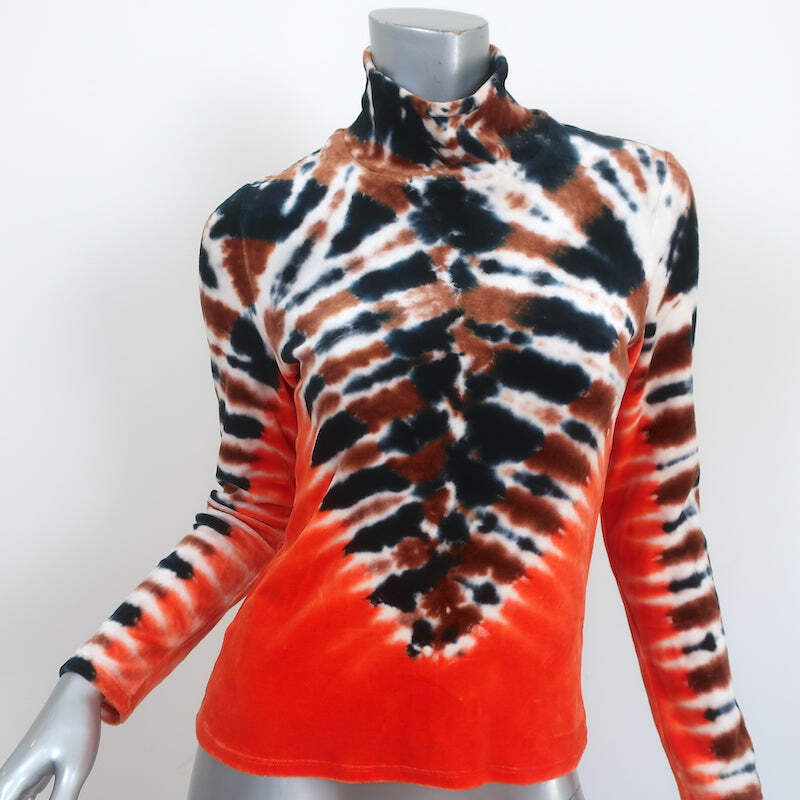 Proenza Schouler Tie Dye Velvet Turtleneck Sweater Orange Brown Size Small