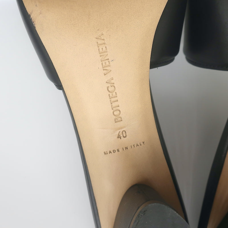 Bottega Veneta The Band Mules Black Leather Size 40 Slide