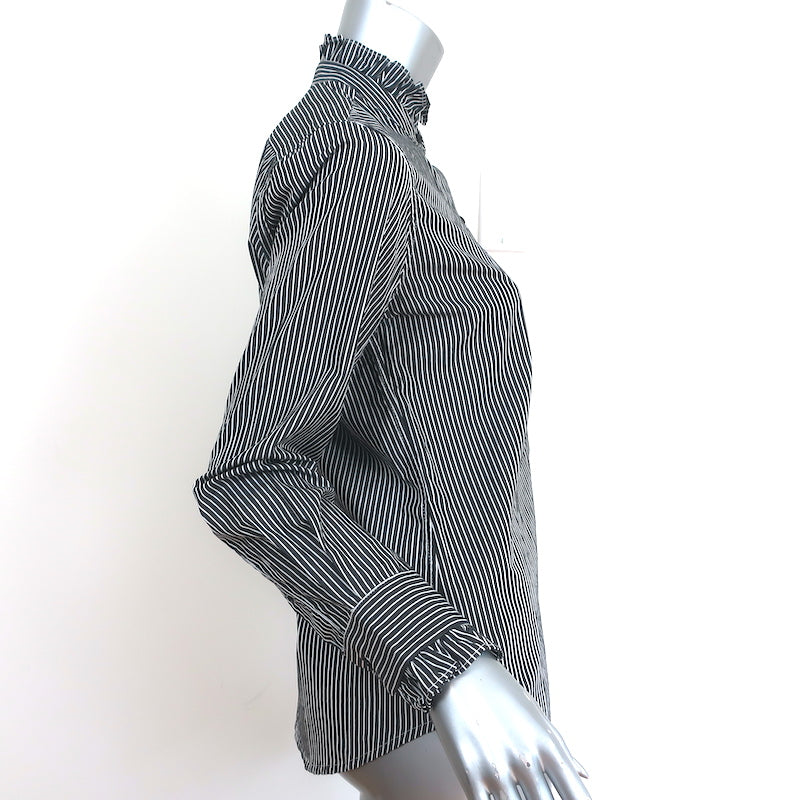 Nili Lotan Shirt Lydia Black/White Stripe Ruffled Cotton
