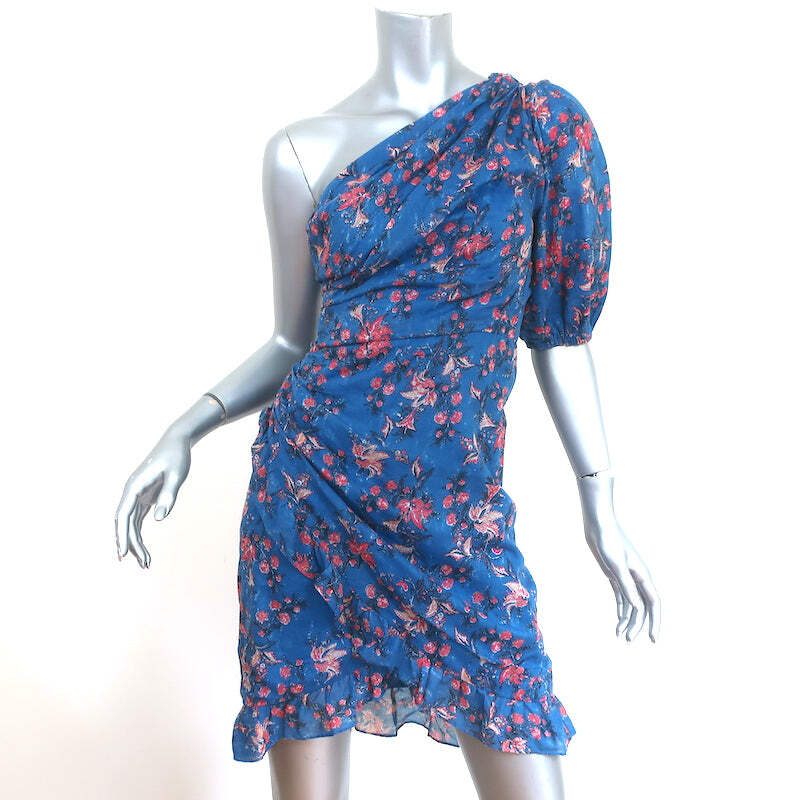 isabel marant etoile esther one shoulder dress Isabel Marant Etoile One-Shoulder Mini Dress Esther Blue Printed Cotton  Size 36