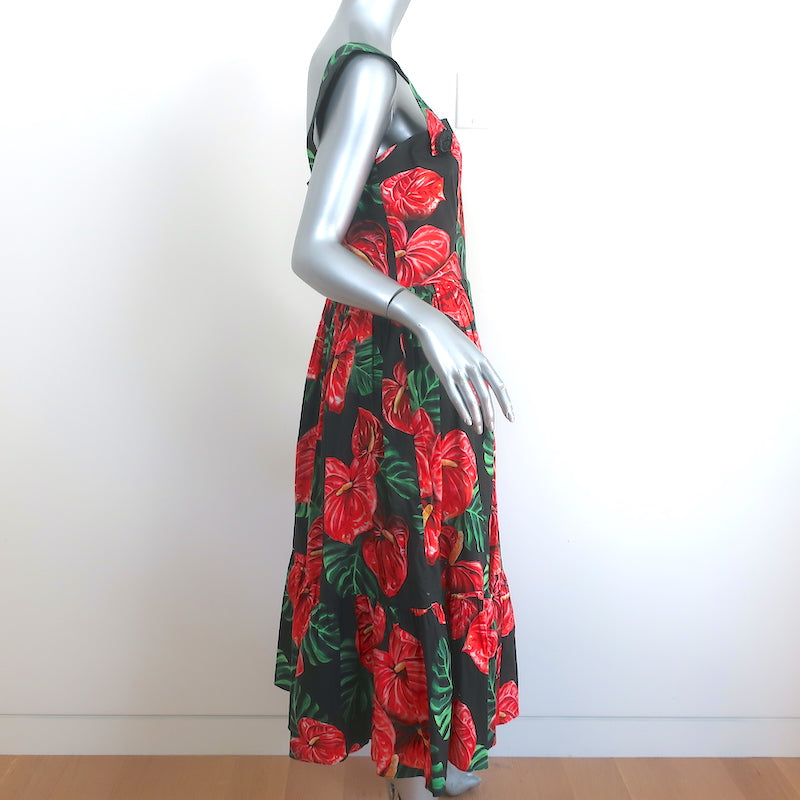 Dolce & Gabbana Sleeveless Midi Dress Black Laceleaf Floral