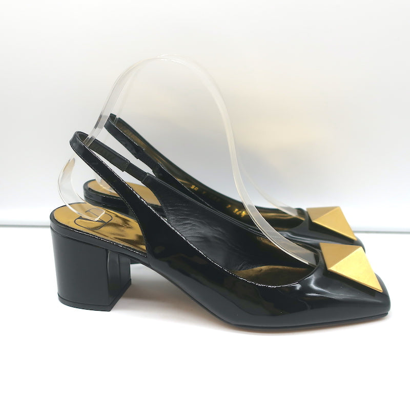 【VALENTINO】one stud 100 patent-leather slingback パンプス Valentino Garavani One Stud Patent Leather Slingback Pumps