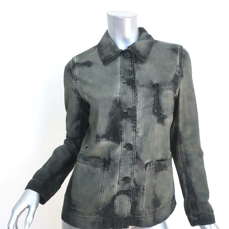 値下げ!!Christian Dior デニムジャケット 36 Christian Dior Tie Dye Denim Jacket Greenish Gray Cotton Size 36
