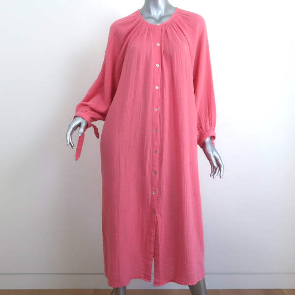 pink cotton gauze dress Pink Gauze Cotton Italian Dress Lightweight Tiered Short Dress