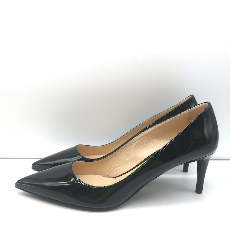 Prada Pumps Black Patent Leather Size 41 Pointed Toe Heels