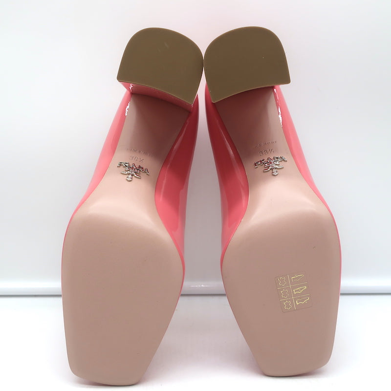 Prada Square Toe Pumps Pink Patent Leather Size 38.5 NEW | eBay