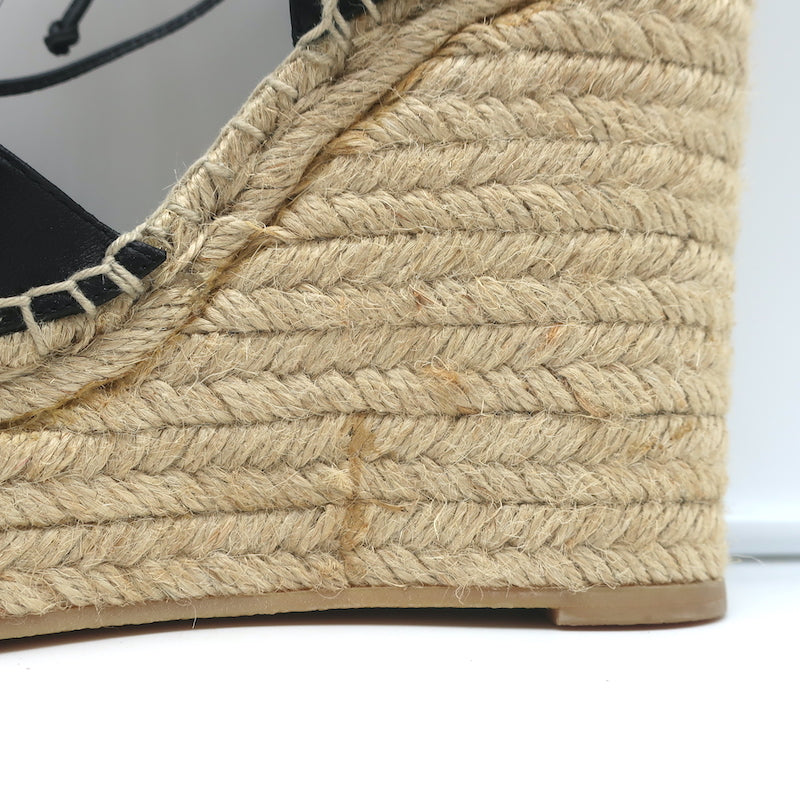 Saint Laurent Platform Espadrille Wedge Sandals Black