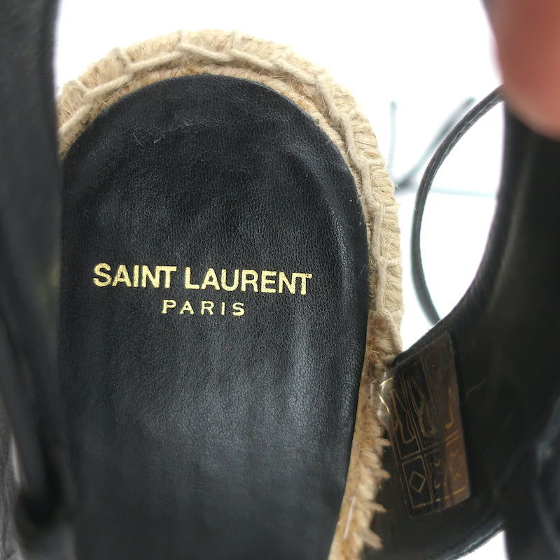 Saint Laurent Platform Espadrille Wedge Sandals Black