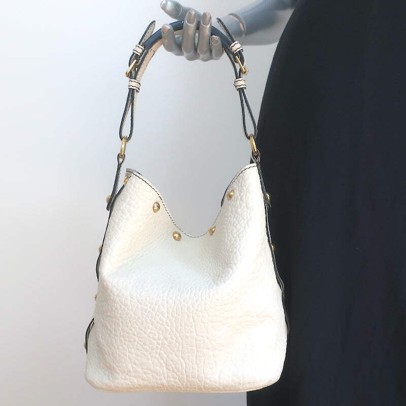 Christian Dior Bucket Bag Cream Grained Leather Small Shoulder Bag