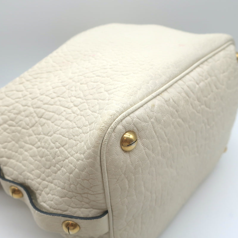 Christian Dior Bucket Bag Cream Grained Leather Small