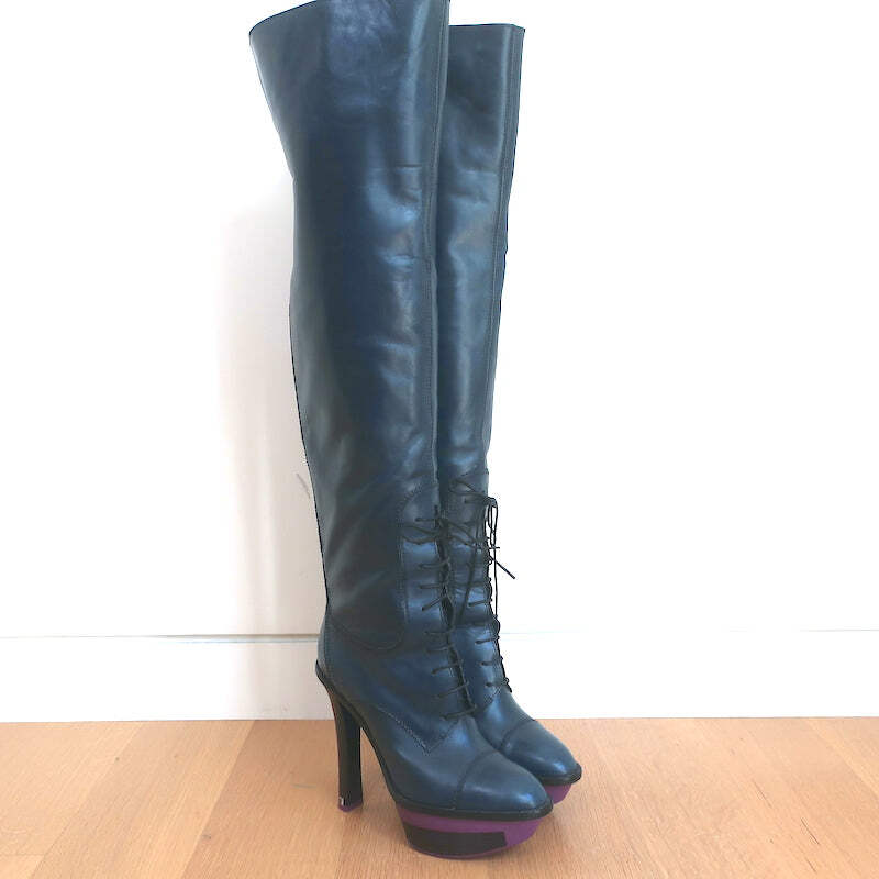 【希少】 LOUIS VUITTON LV Monogram Lace-Up Boots ブーツ LOUIS VUITTON MA0220 Monogram Lace up Boots 36 Black x Brown