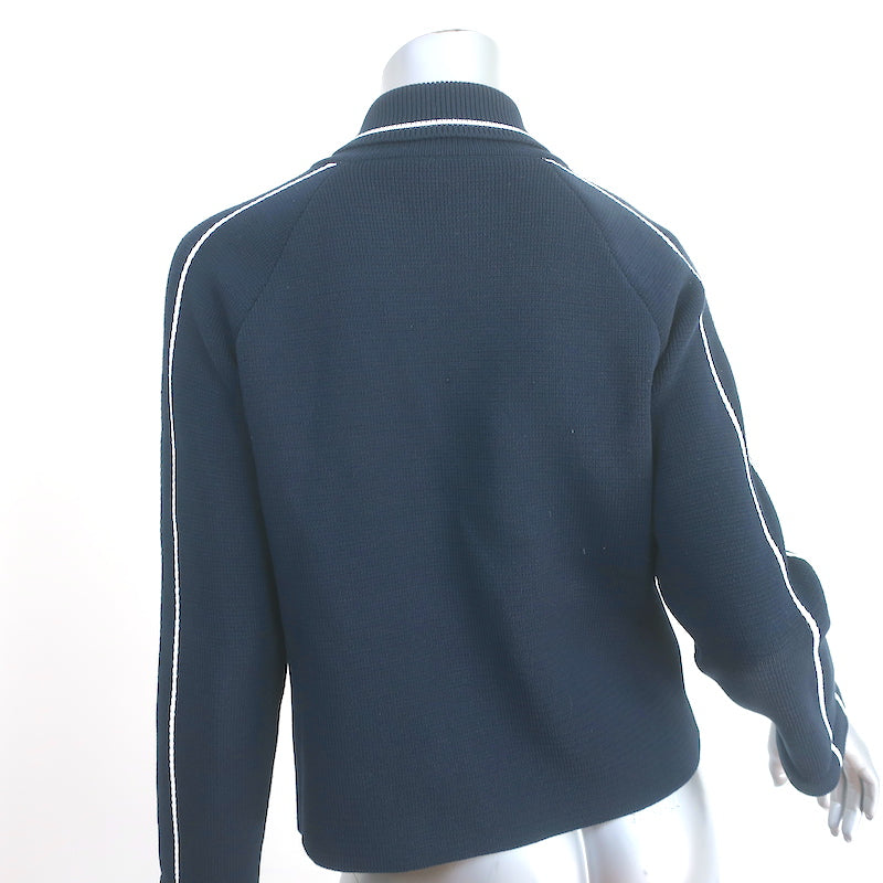 Christian Dior★素敵！Navy Blue Knit Jacket Christian Dior 8 Bomber Jacket Ecru and Blue Virgin Wool